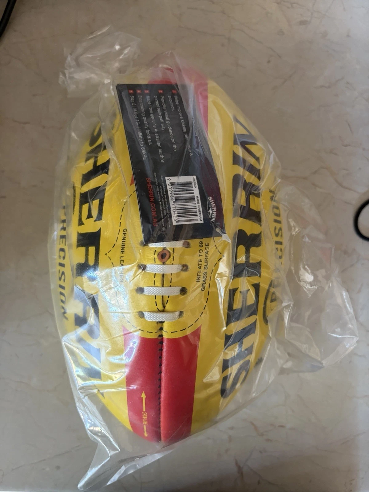 Sherrin Precision Yellow Football second detail