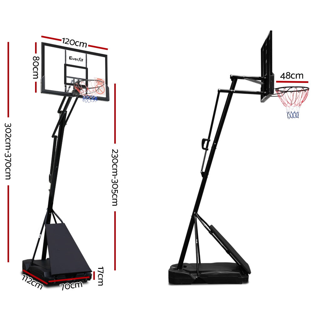 Everfit 3.05M Basketball Hoop Stand System Adjustable Height Portable Black Pro - Image 2