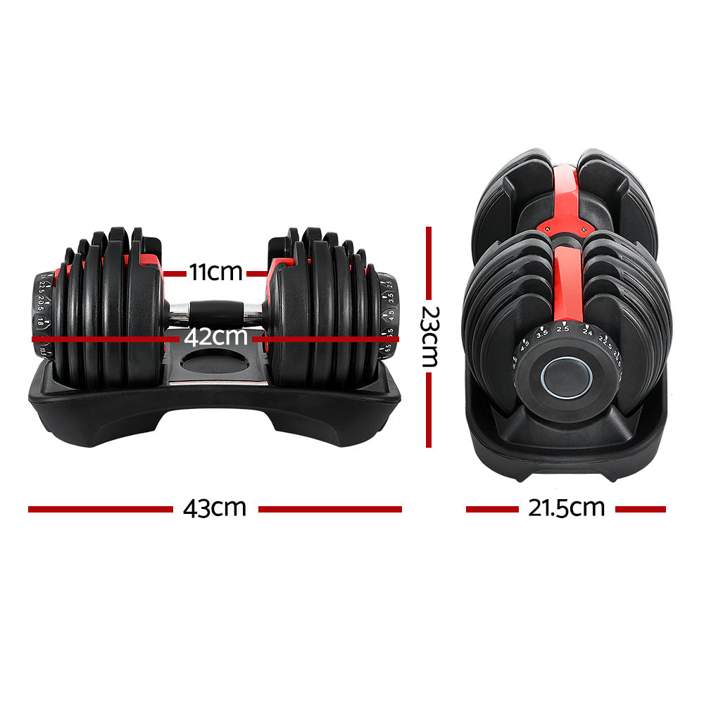 Everfit 24kg Dumbbells Adjustable Dumbbell Weight Plates Home Gym - Image 2