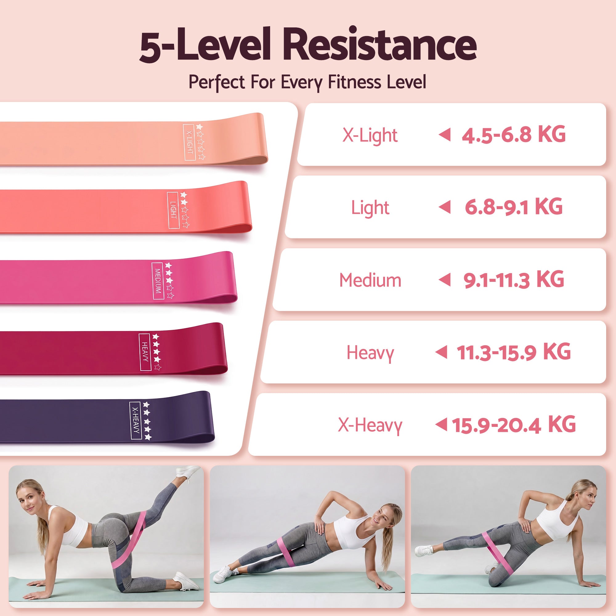 Everfit Pilates Ring Set for Women, 15pcs Home Workout Pilates Equipment with Ring, Ball, Yoga Socks, D-Ring etc. Pilates Starter Kit for Strength, Toning and Flexibility Pink - Image 5