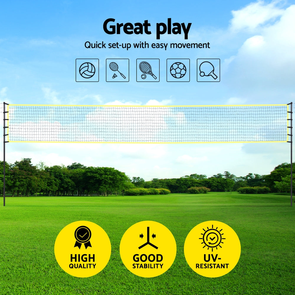 Everfit 9M Portable Volleyball Net Set with Ball Boundary Lines Badminton Tennis - Image 5