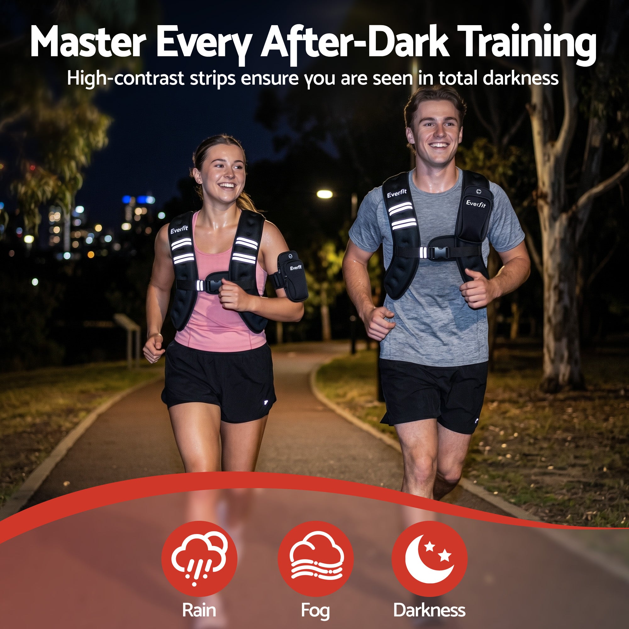 Everfit 5kg Weighted Vest Men Women, Reflective Running Vest with Armband Pouch - Image 5