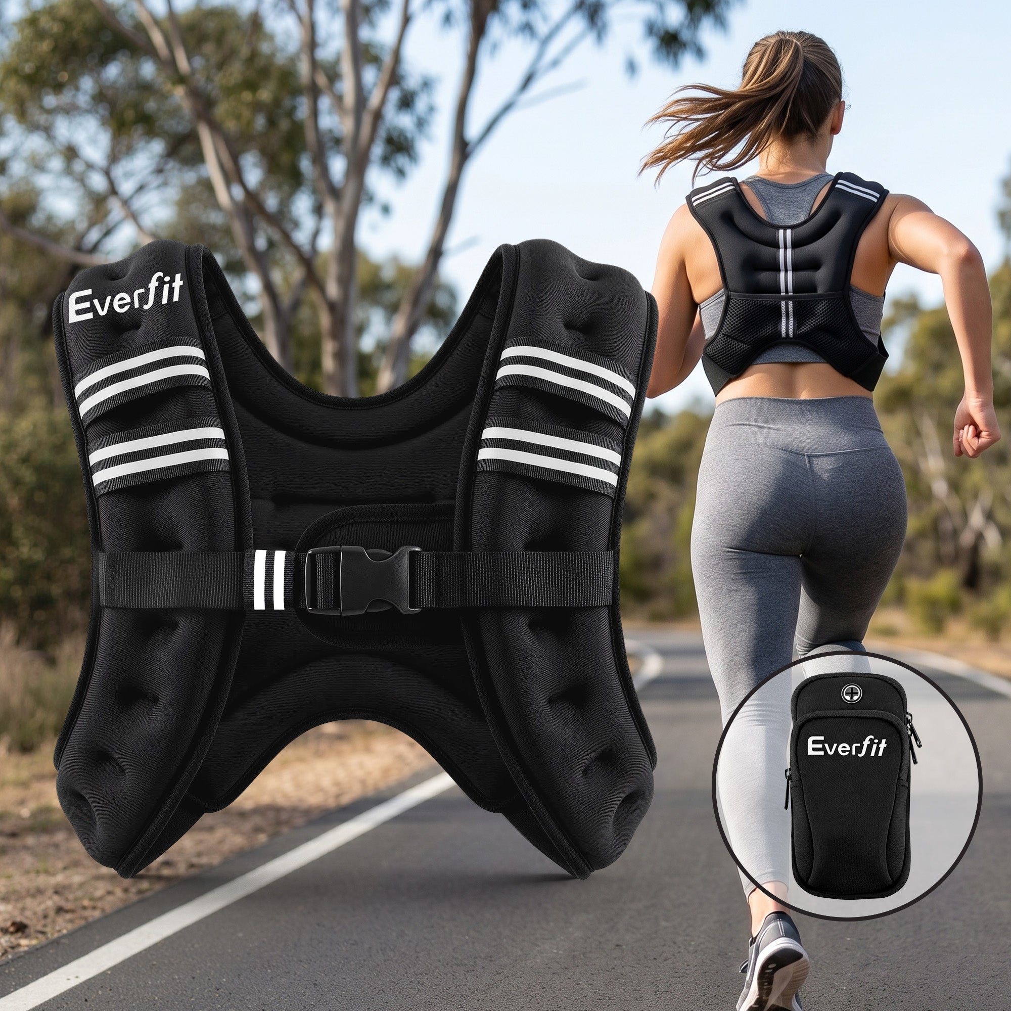 Everfit 5kg Weighted Vest Men Women, Reflective Running Vest with Armband Pouch - Image 8